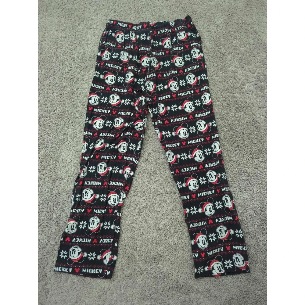 Disney Mickey Mouse Pajama Pants Mens Large Black Pull On Sleep‎ Loungewear - Picture 4 of 7